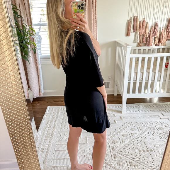 WHISTLES Wrap Tie-Front Short Sleeve Dress in Black 8 - Picture 5 of 12